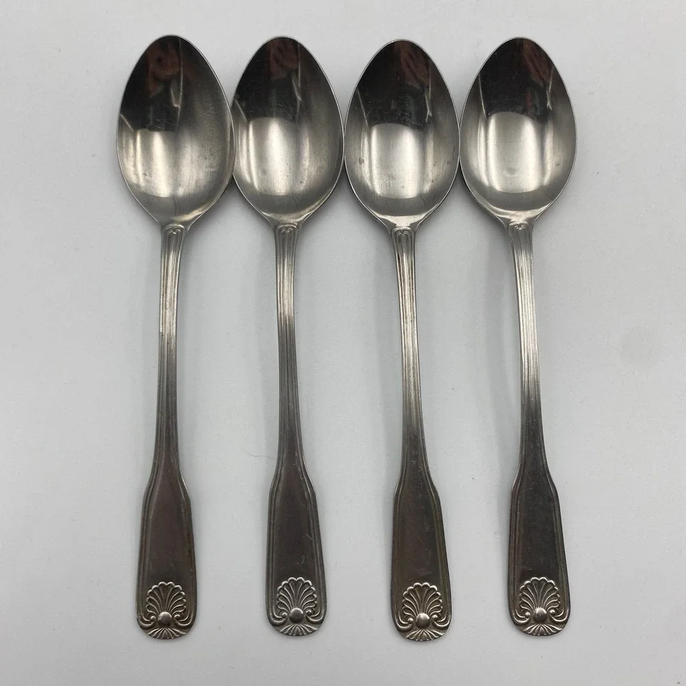 Rogers‎ Antique Shell Teaspoons Set of 4 Stainless Steel Japan Flatware Silver